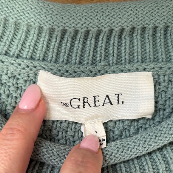 THE GREAT. Blue Sweater with Embroidered Accents - Picture 4 of 8